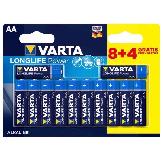PILA AA LONGLIFE POWER VARTA BLISTER (8+4)