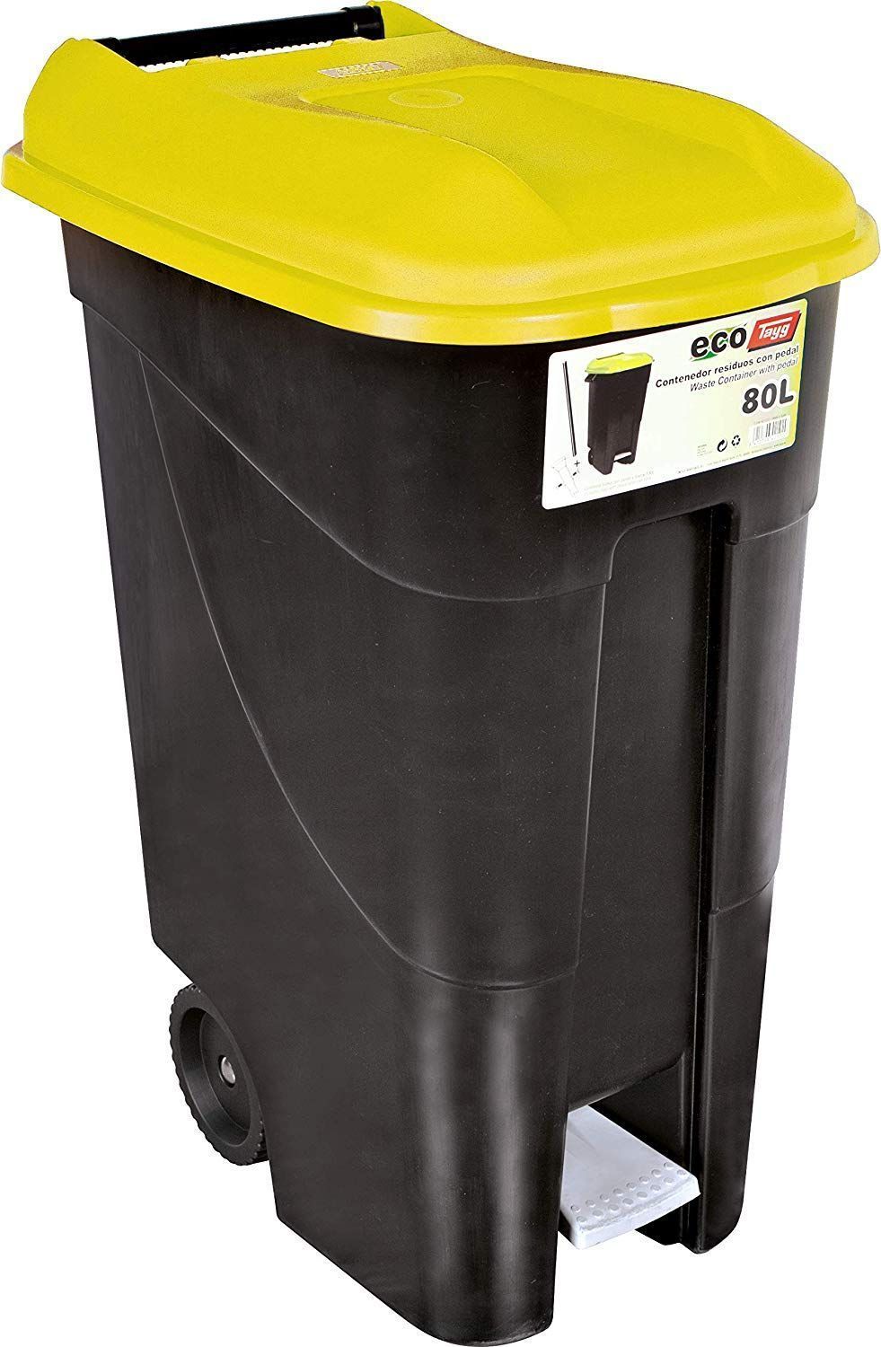 CONTENEDOR TAYG AMARILLO CON RUEDAS+PEDAL 80LTS.
