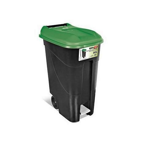 CONTENEDOR TAYG VERDE CON RUEDAS+PEDAL 80LTS.