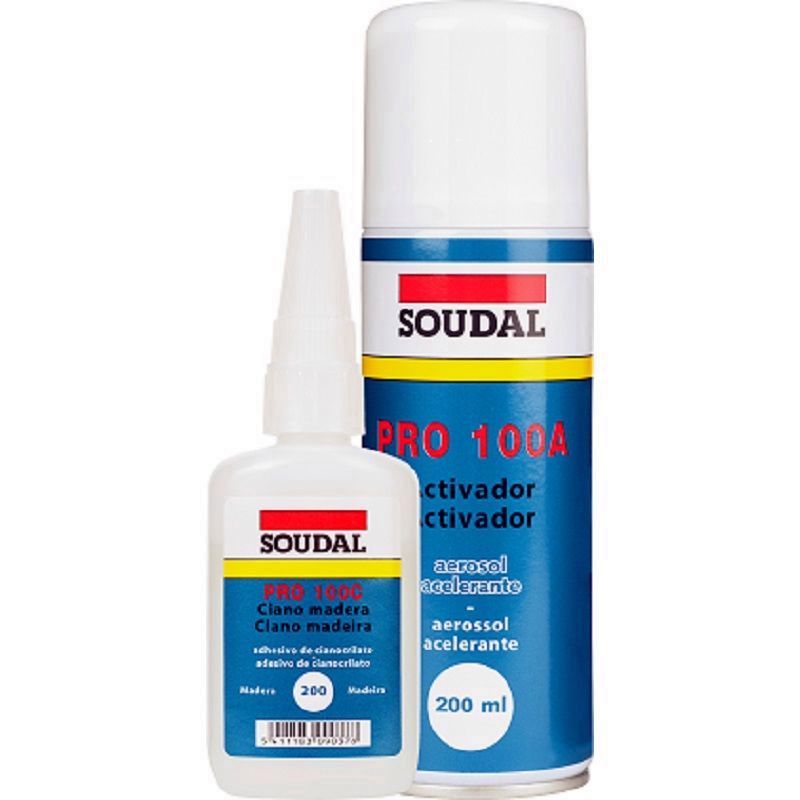 PEGAMENTO CIANOCRILATO MADERA + ACELERERADOR SOUDAL
