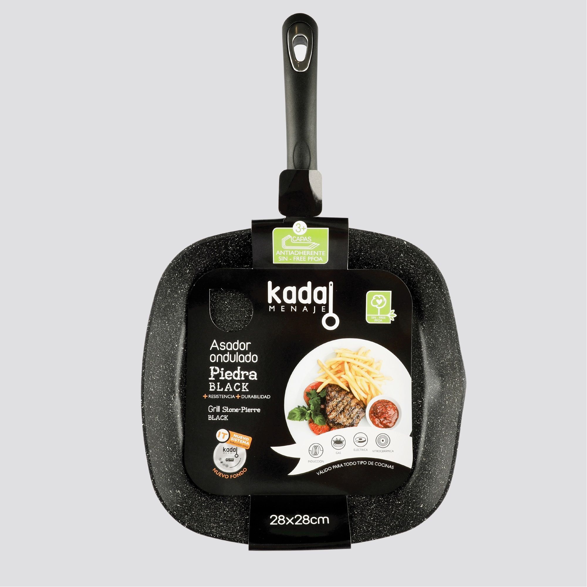 ASADORA ONDULADA KADAL PIEDRA BLACK 28CMS