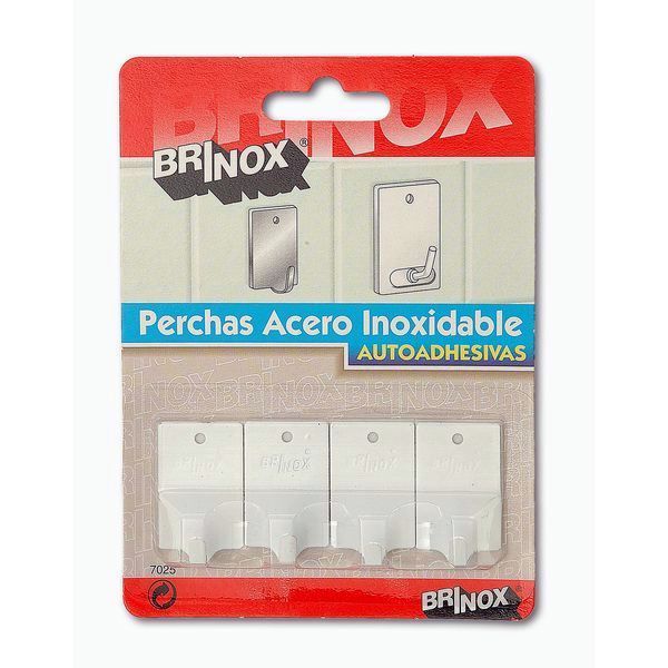 PERCHA ADHESIVA B70250D A/LACADA BLANCA PEQUEÑA (4UND) BRINOX