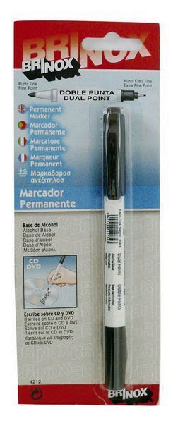 MARCADOR PERMANENTEB42120N  DOBLE PUNTA NEGRO BRINOX