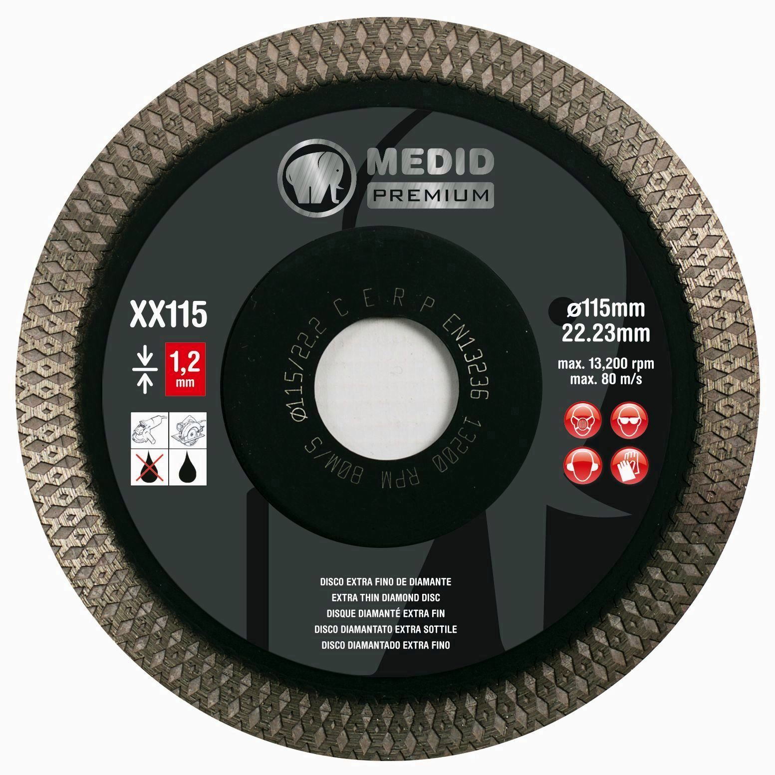 DISCO MEDID DIAMANTE XX115 C/PORCELANICO