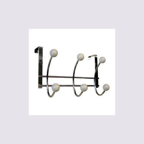 PERCHA PUERTA NESU CROMADA PORCELANA BLANCA