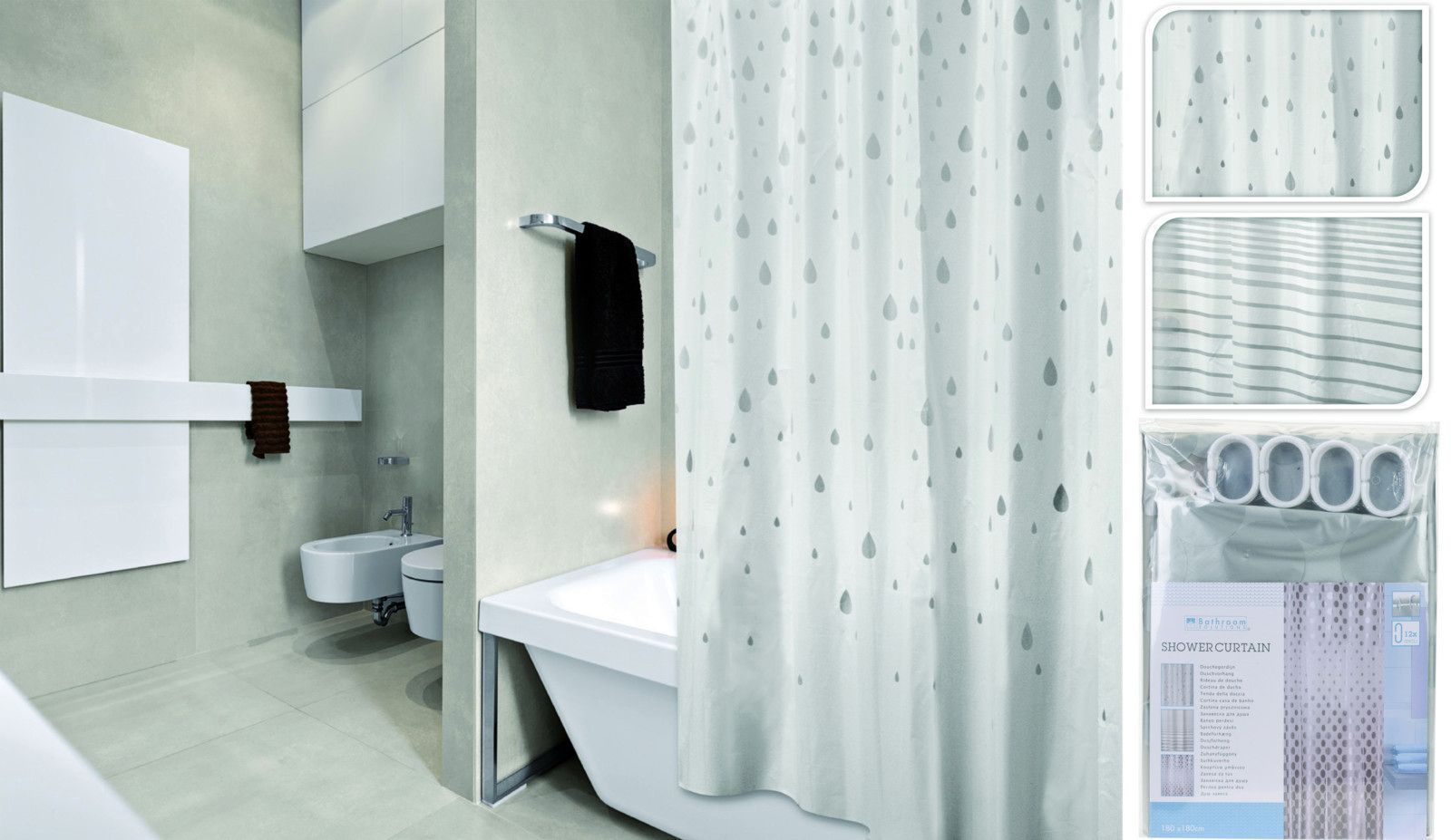 CORTINA DE DUCHA KOOP 180X180 CMS. 3AS