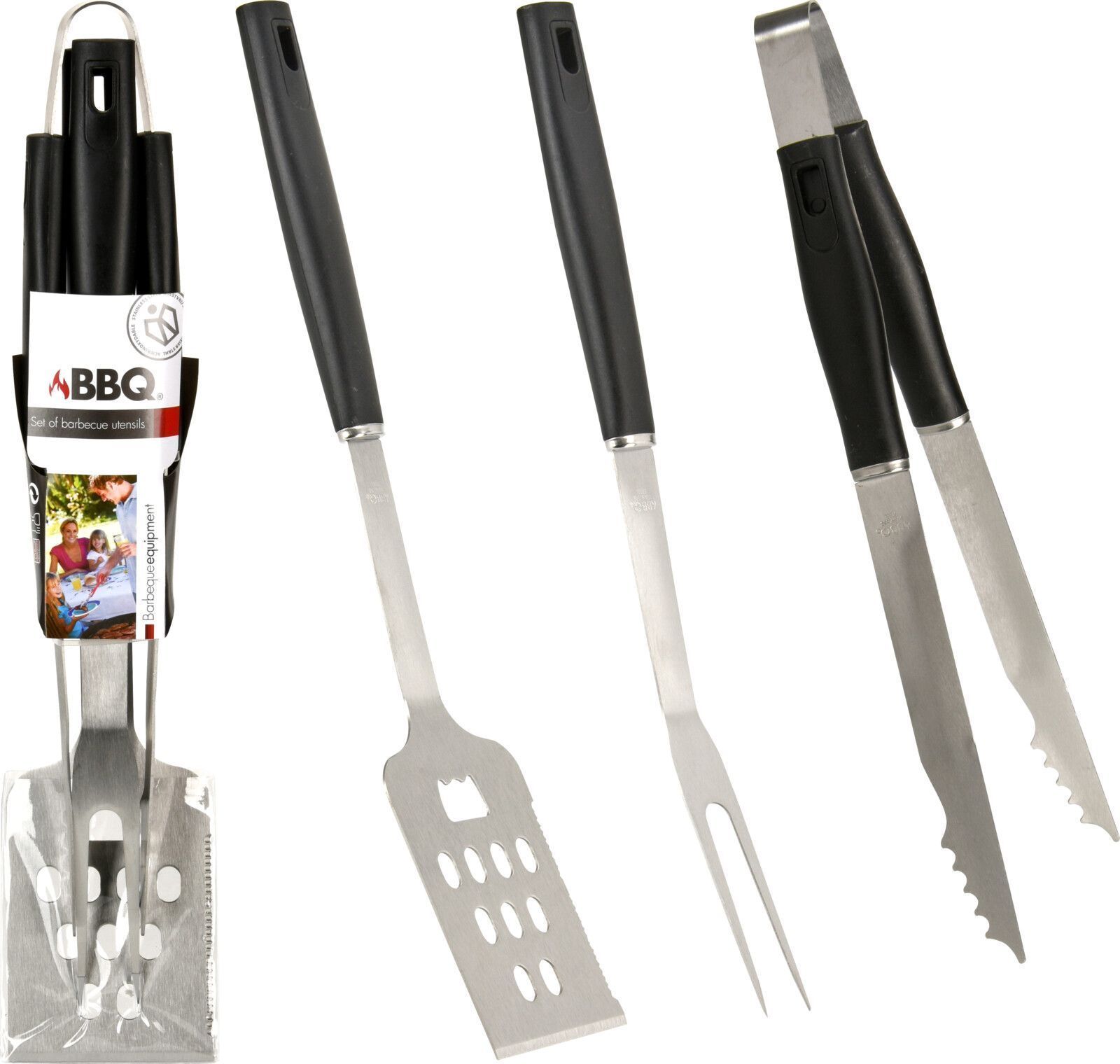 UTILES BARBACOA KOOP 3PZAS. NEGRO