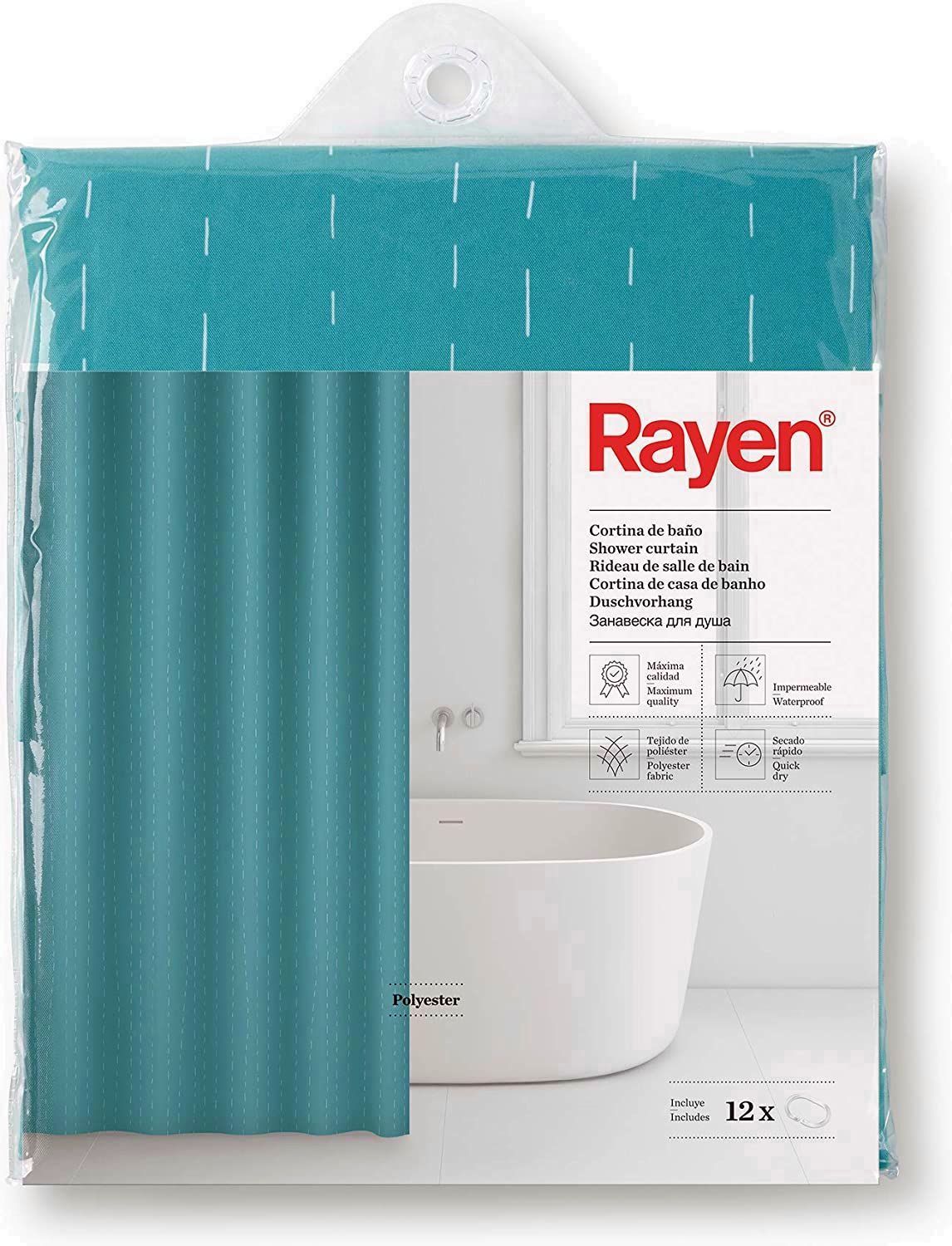 CORTINA BAÑO RAYEN POLIESTER VERDE 2349