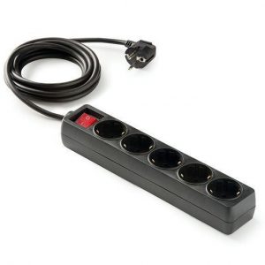 BASE MULTIPLE 5 TOMAS T.T.1'5M. CAJA INTERIOR NEGRO.