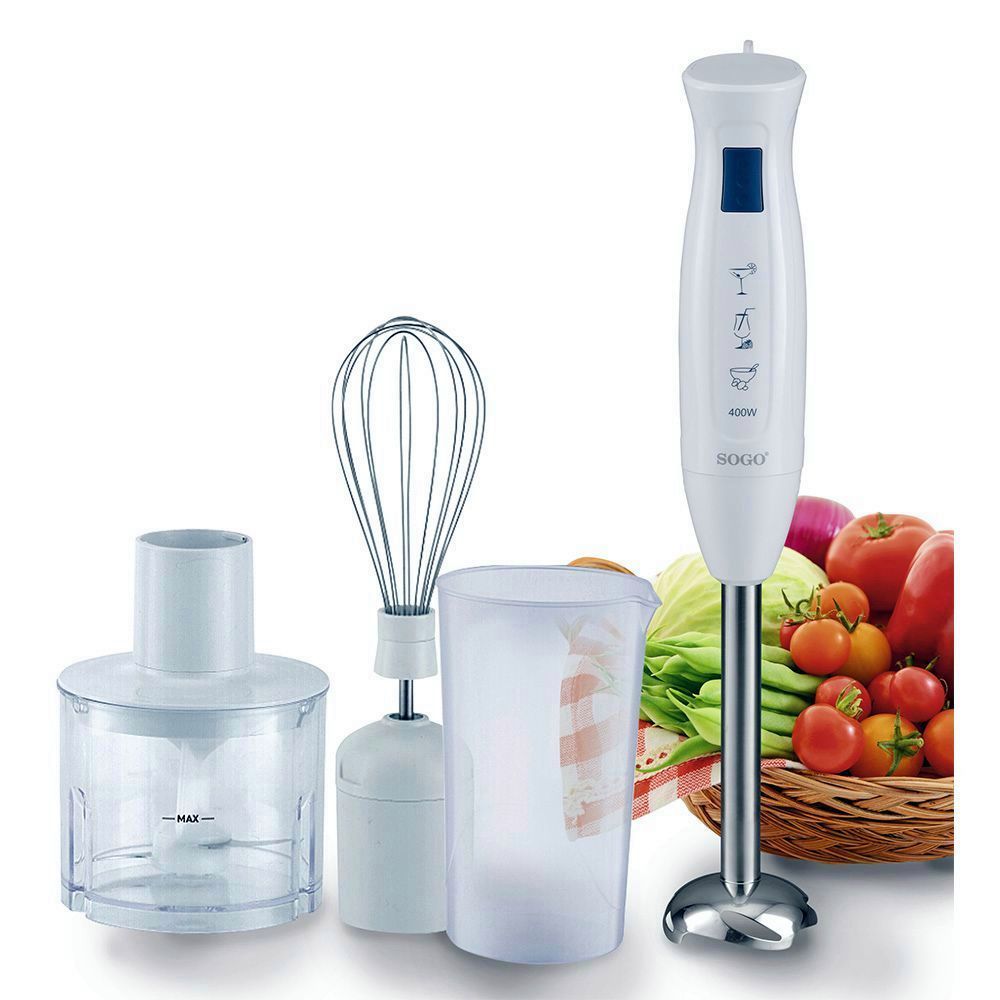 BATIDORA PICADORA 3 ACCESORIOS SOGO 400 W.