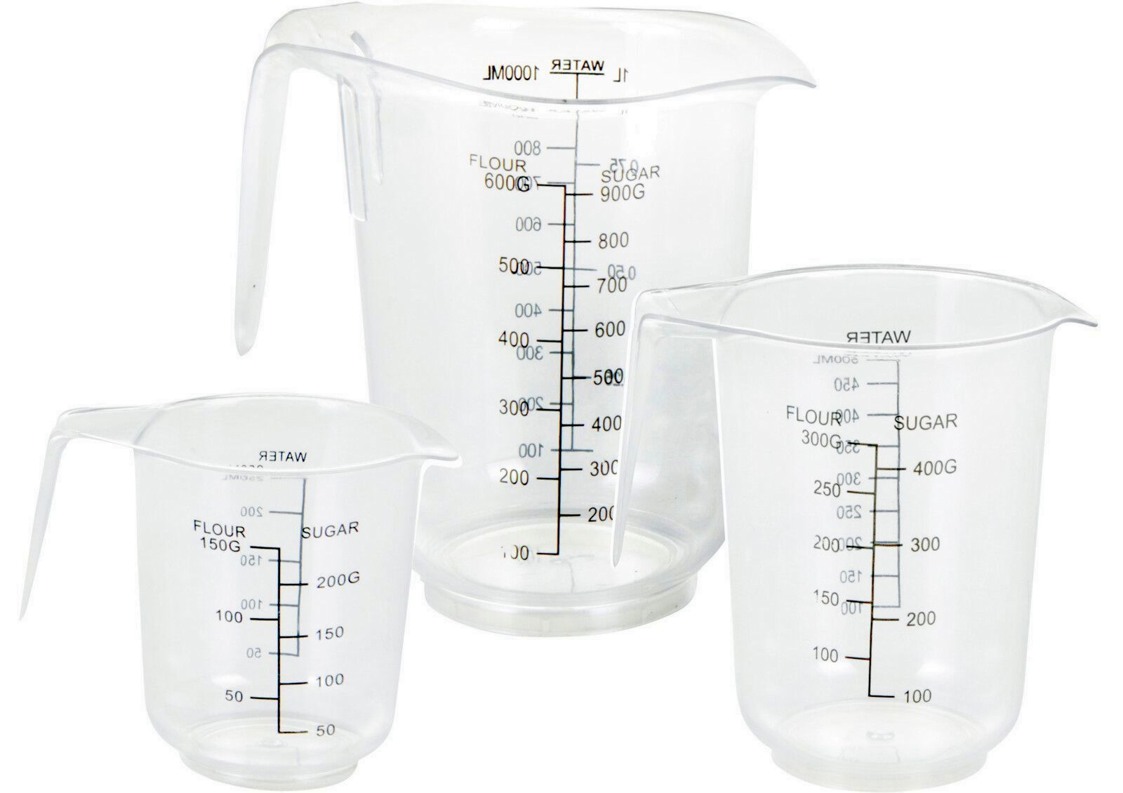 JARRA MEDIDORA DE PLASTICO KOOP SET 3 UND.