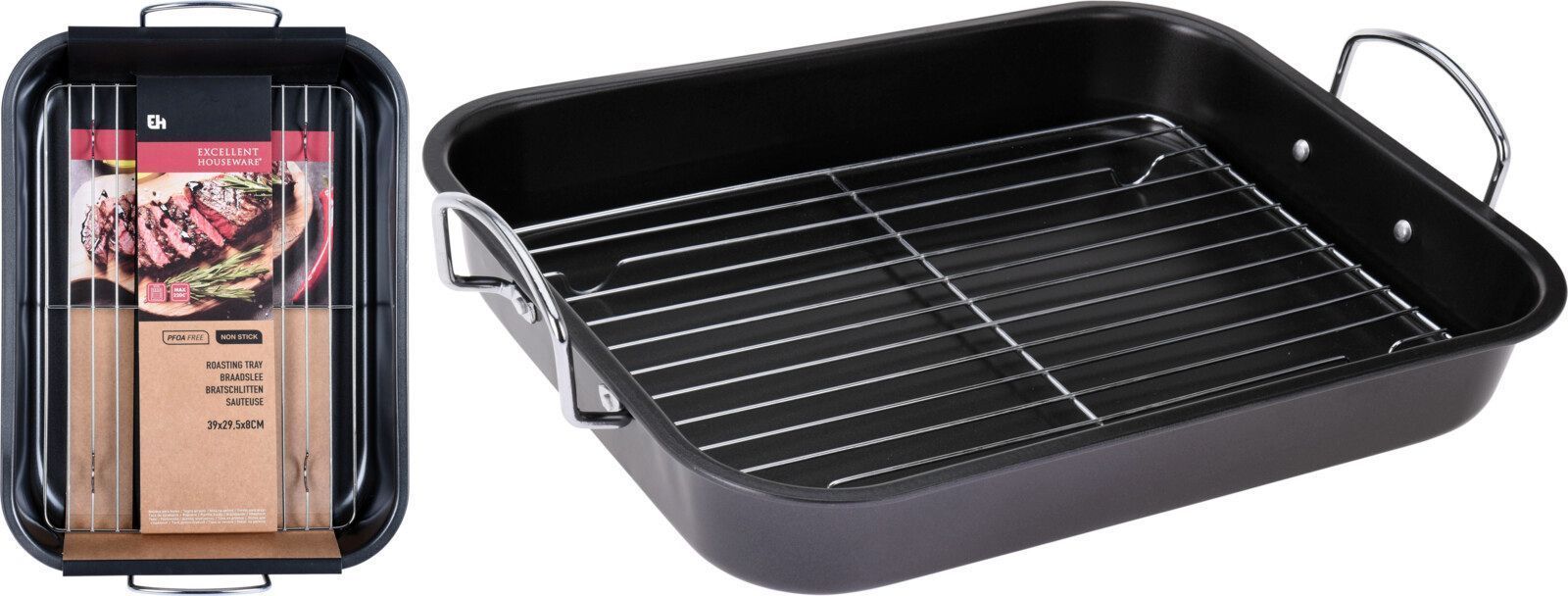 BANDEJA HORNO EXCELLENTH 39X29 CMS. CON PARRILLA
