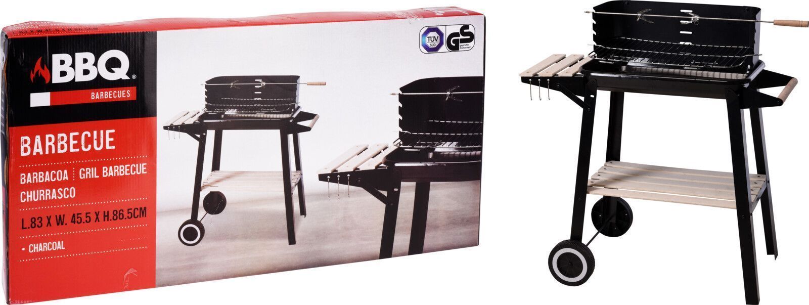BARBACOA BBQ RECTANGULAR CARRO 54X34X65CMS.