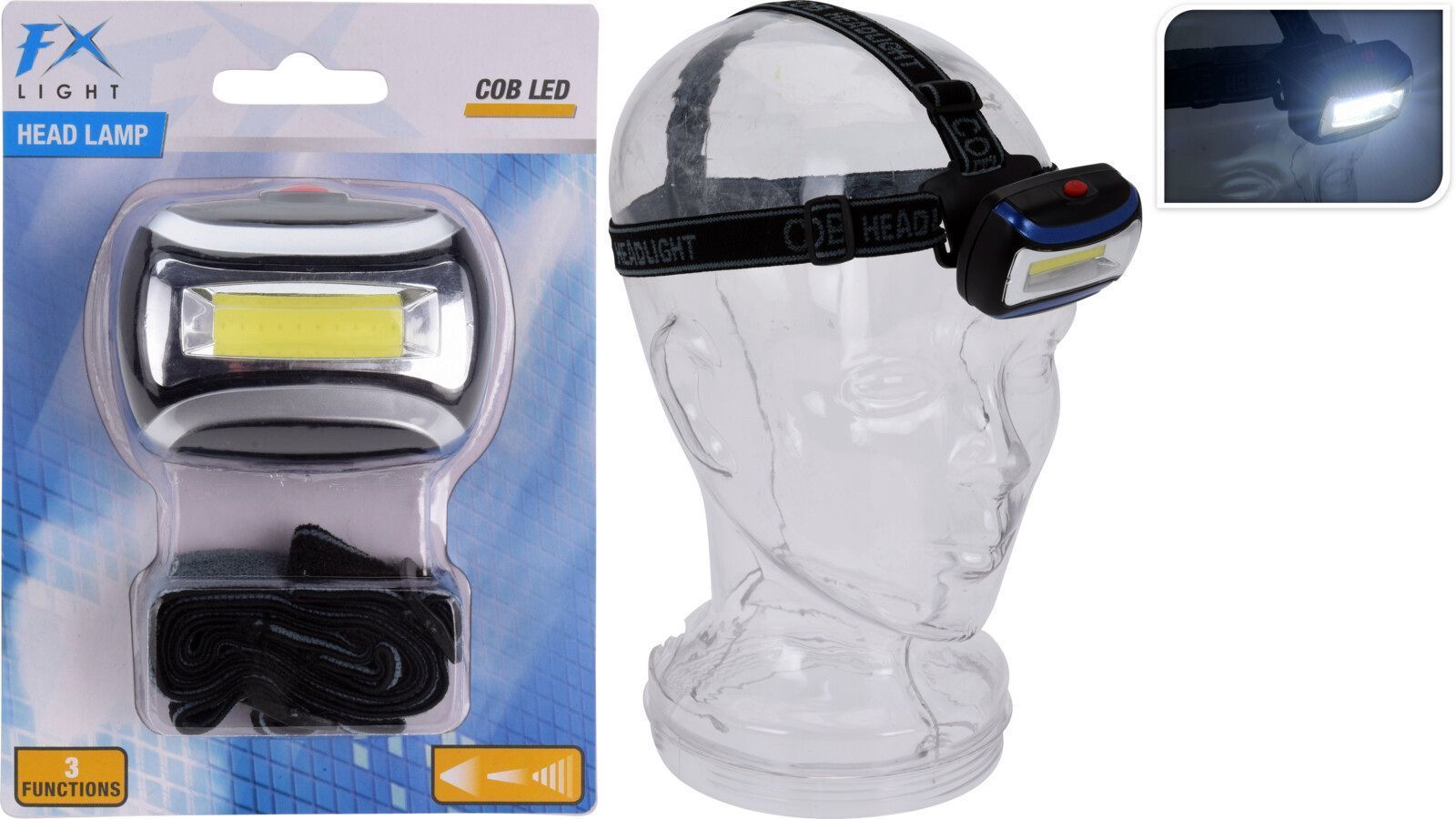 LINTERNA PARA CABEZA FXLIGHT 3 FUNCIONES