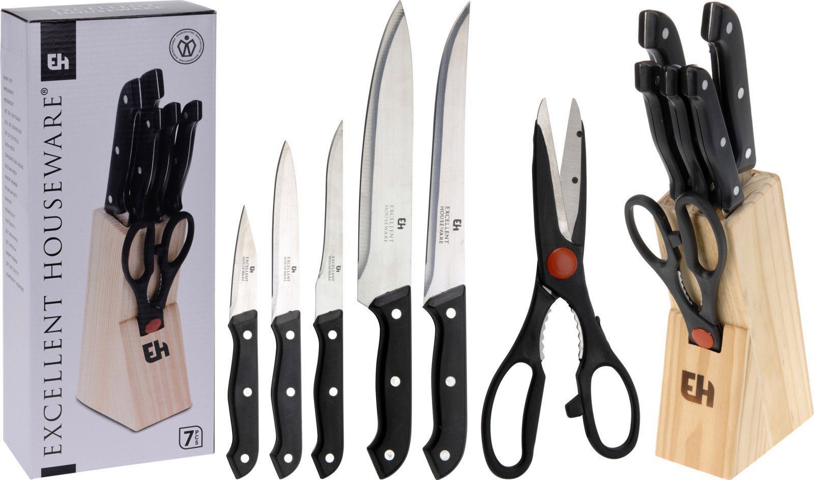 CUCHILLOS EXCELLENTH SOPORTE MADERA SET 7 PZAS.