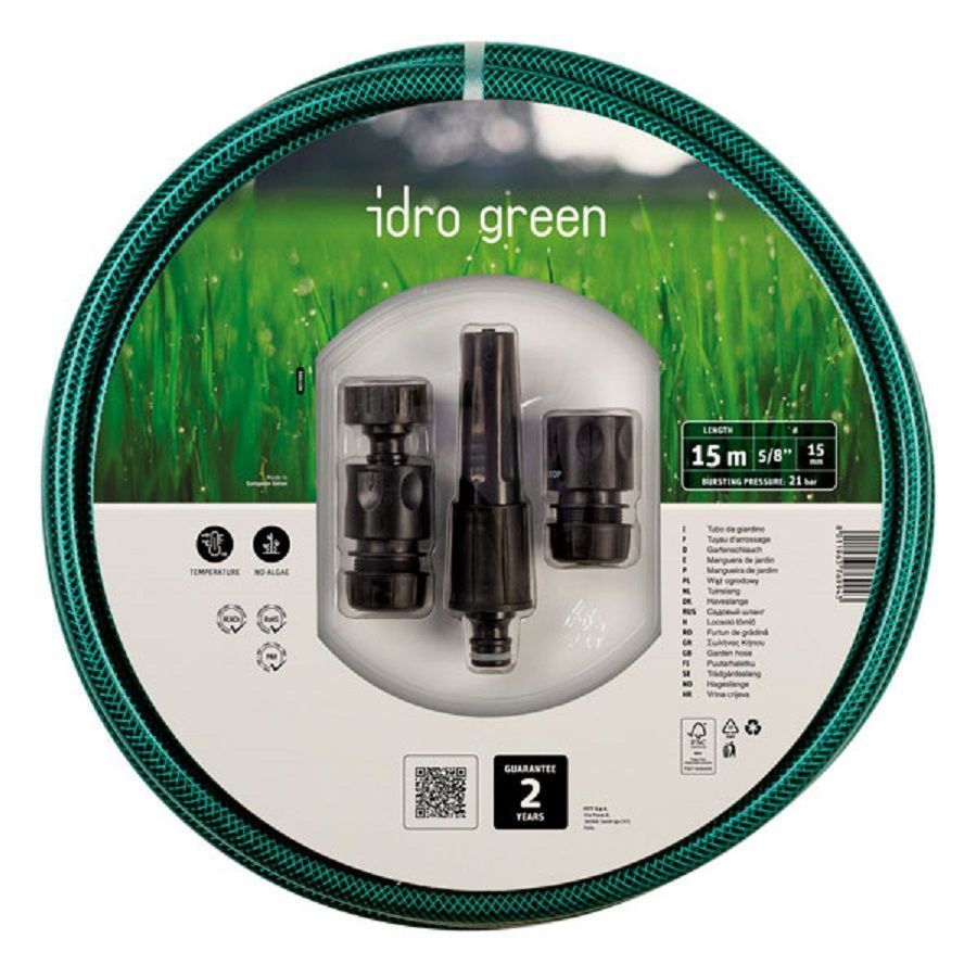 MANGUERA IDRO GREEN 15MM. 15MTS + 3 ACCESORIOS