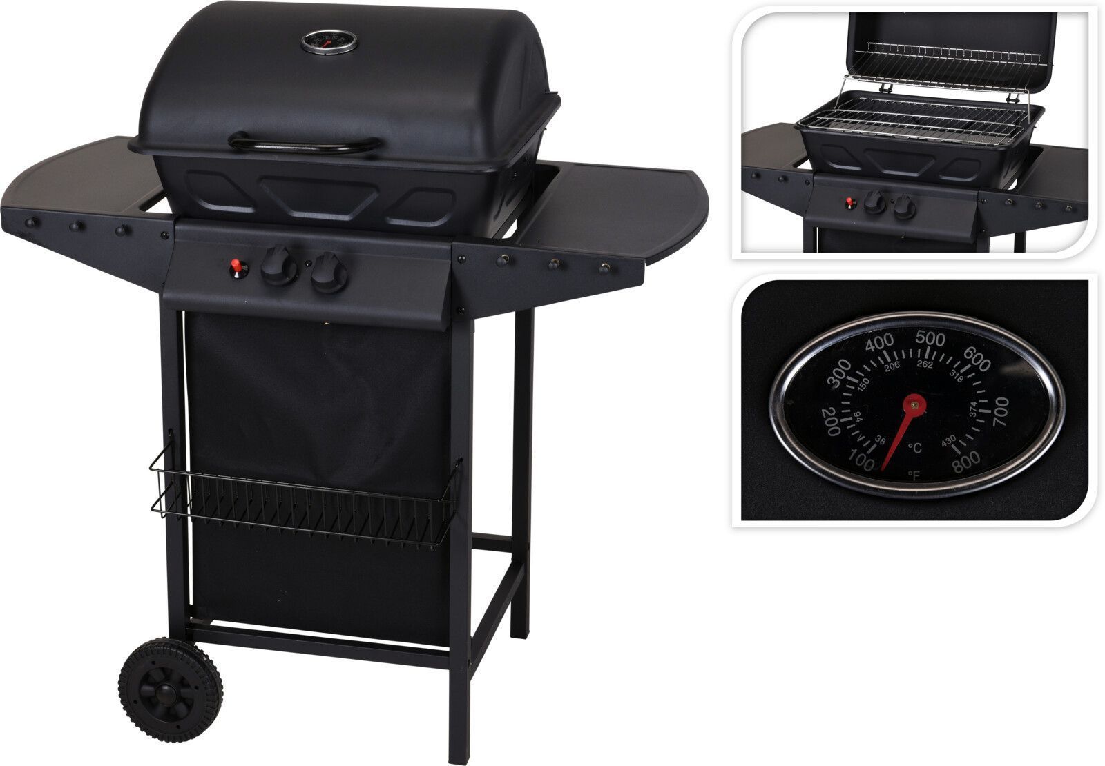 BARBACOA GAS 2 FUEGOS 97X55X100CM. VAGGAN