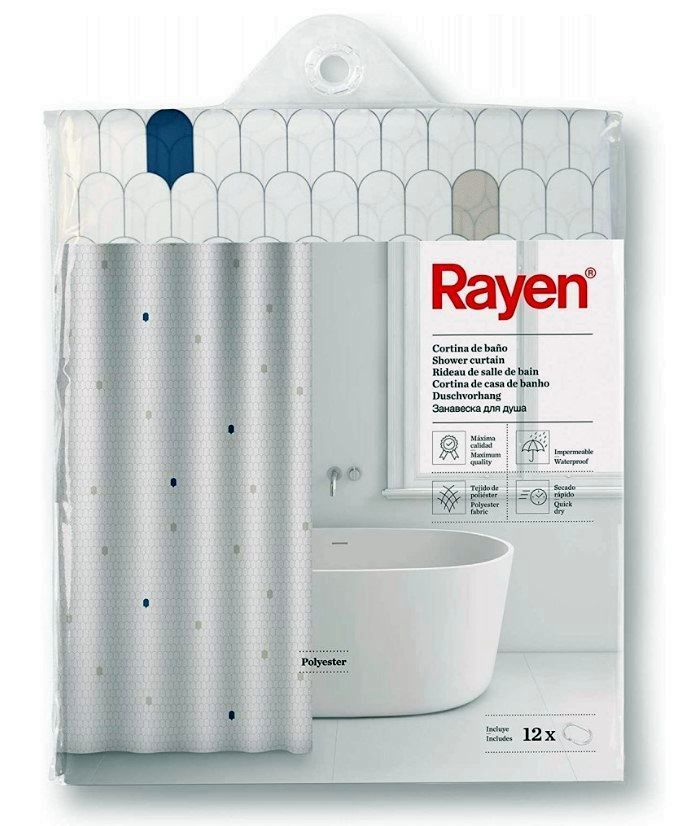 CORTINA BAÑO RAYEN POLIESTER BLANCA 2348