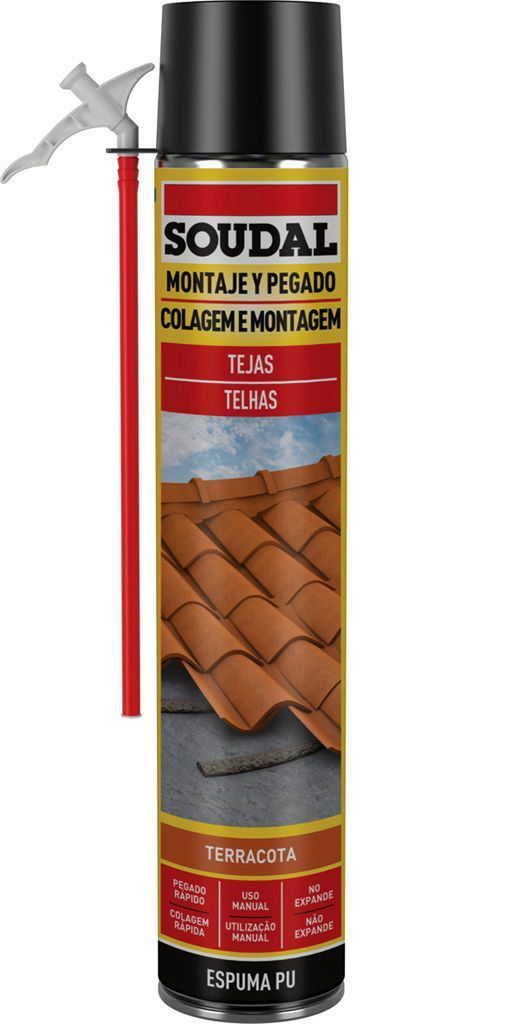 FIJACION TEJAS SOUDAL ROJA CON CANULA 750ML.