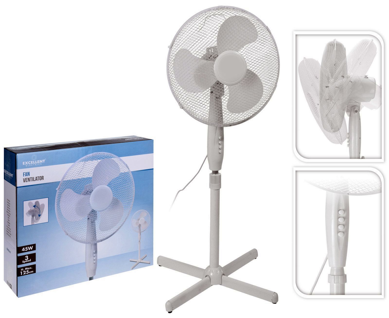 VENTILADOR PIE 40CM. 45W. EXCELLENT BLANCO