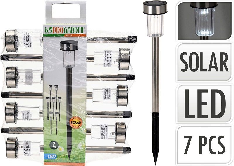 LUZ SOLAR LED JARDIN 33CMS SET 7 UND.