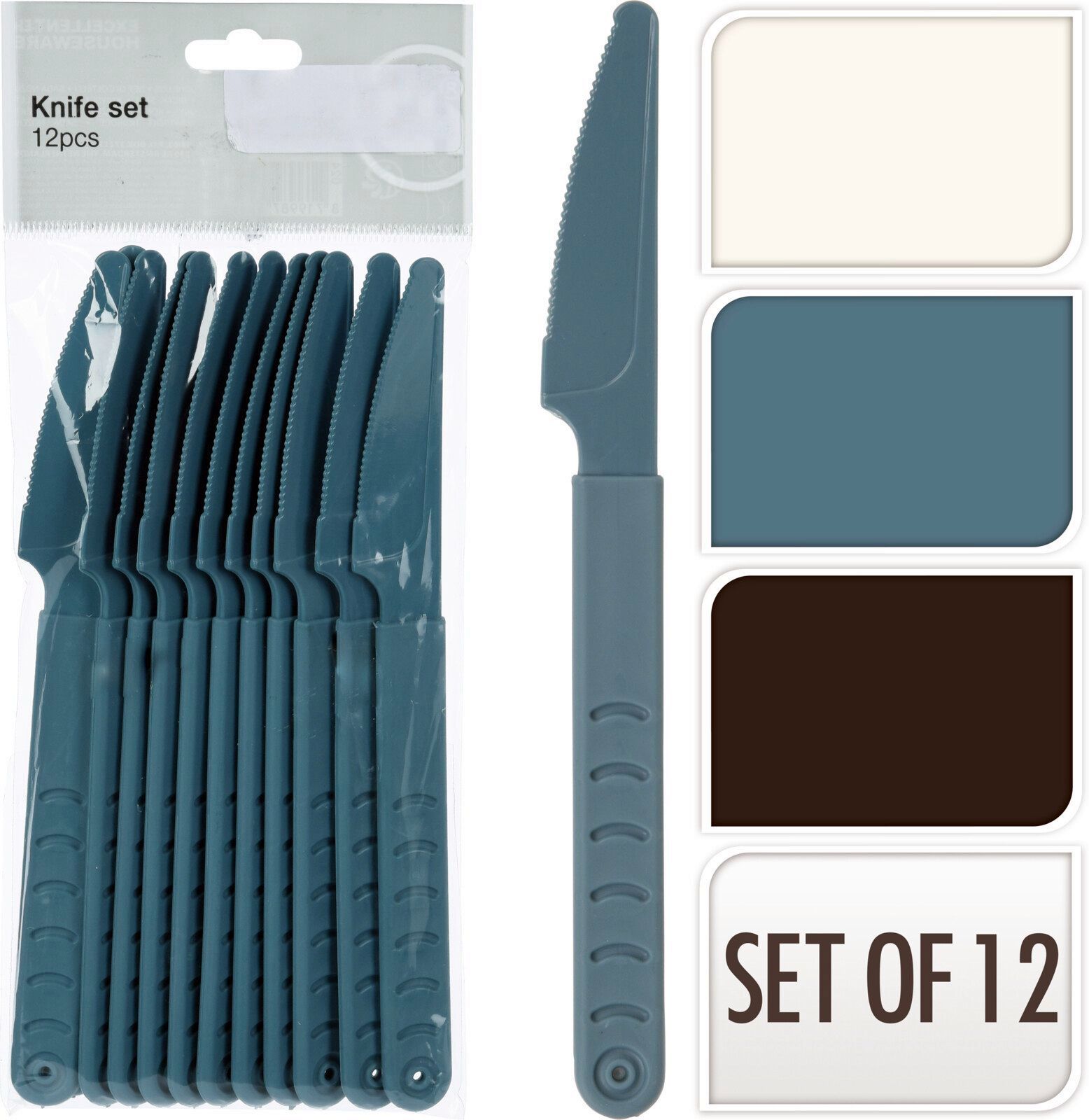 CUCHILLO EXCELLENTH PLASTICO SET 12 UND.