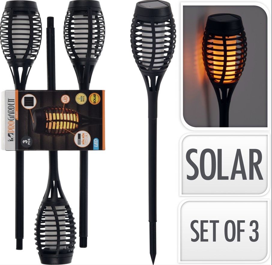 ANTORCHA LUZ SOLAR PROGARDEN (3PZAS).