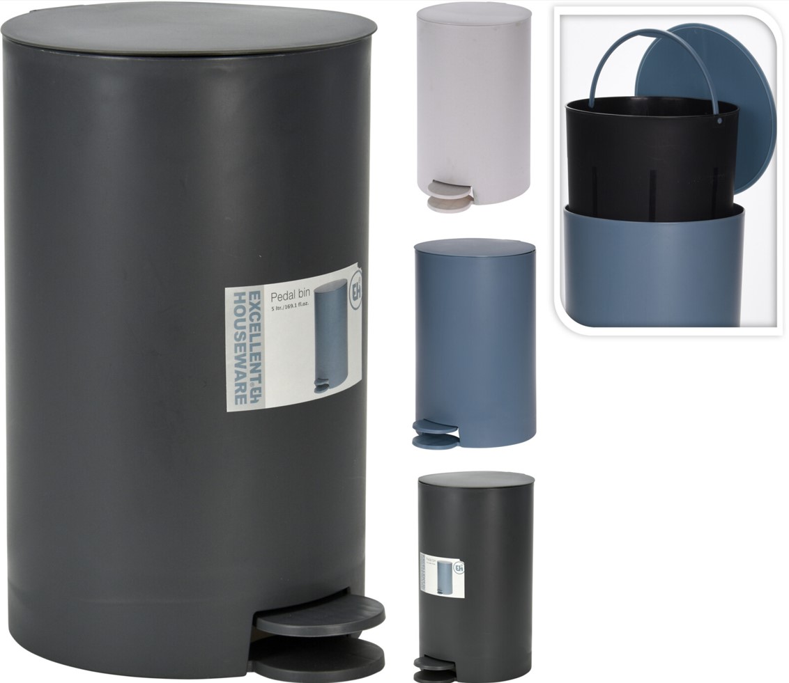 CUBO BASURA EXCELLENTH PLASTICO CON PEDAL 3'2 LTS.