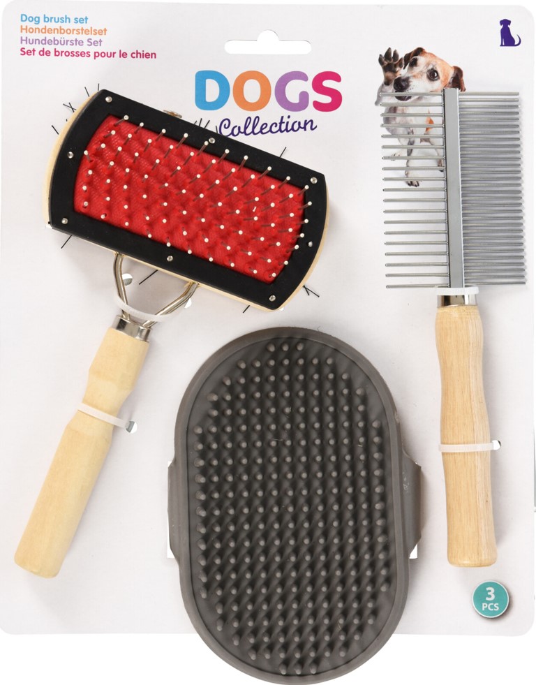 JUEGO 3 CEPILLOS PARA PERRO DOGS COLLECTION