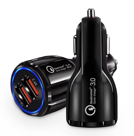 CARGADOR GSC MECHERO COCHE 2 USB QC3.0+2.4A