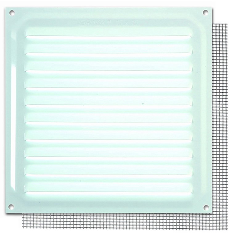 REJILLA GAS B73015D C/MOSQUITERA 15X15CMS. LACADO BLANCO BRINOX