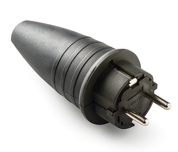 CLAVIJA ENCHUFE 16A GOMA NEGRA R.1144