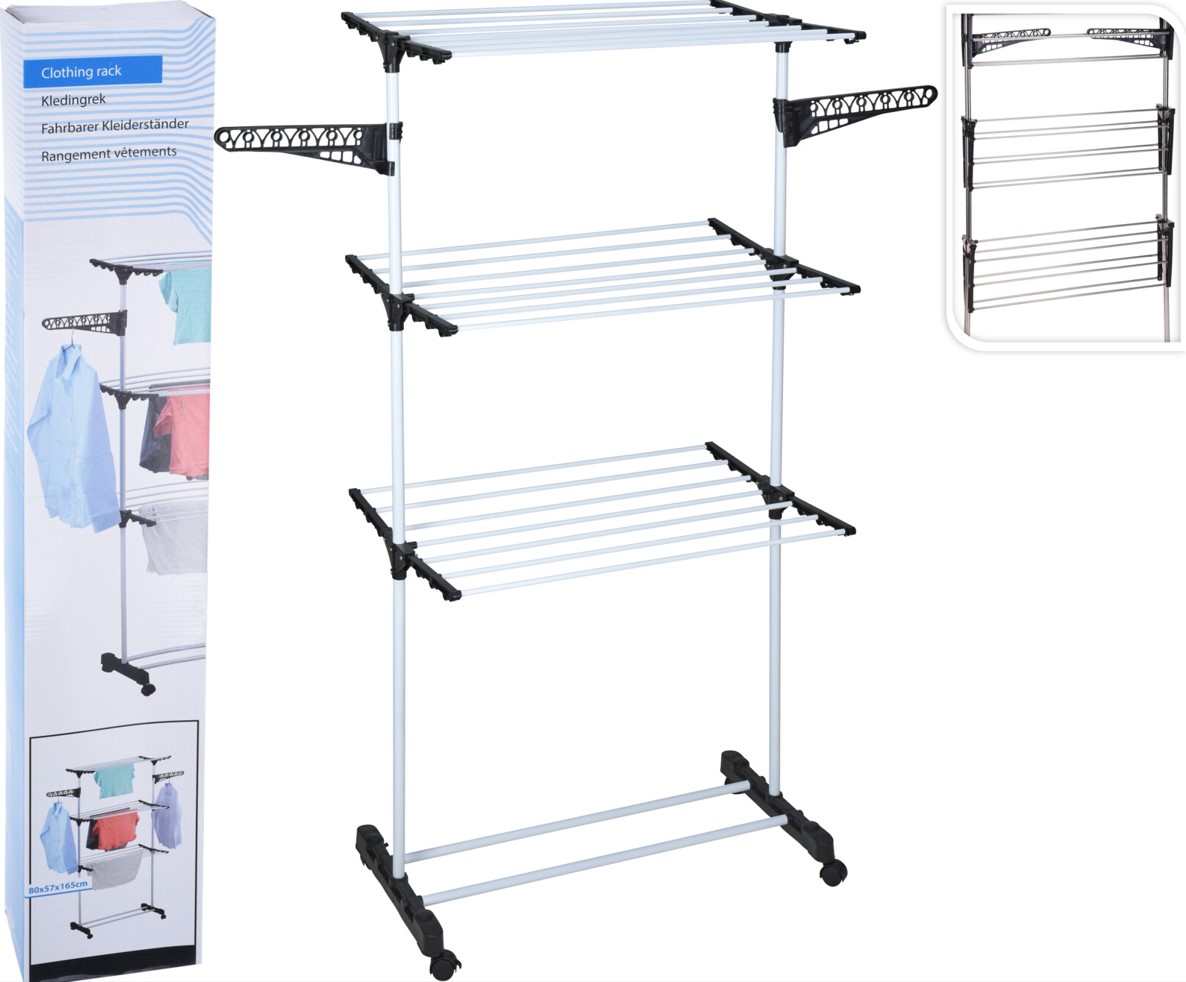 TENDEDERO PIE PLEGABLE C/RUEDAS  80X57X165CMS. KOOP
