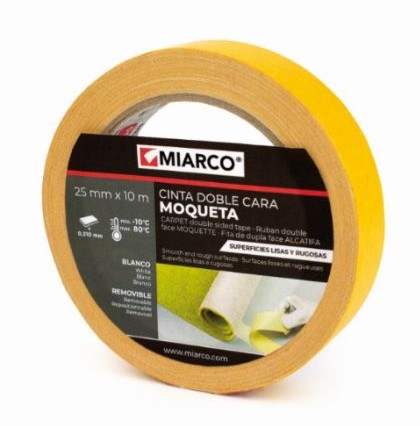 CINTA DOBLE CARA MIARCO MOQUETA/CESPED 25MMX10MTS