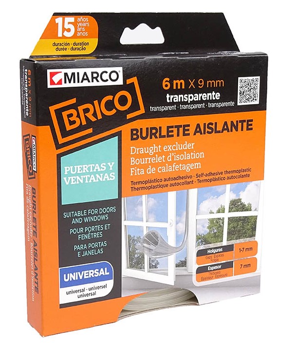 BURLETE ADHESIVO MIARCO TRANSPARENTE 9MMX6MT