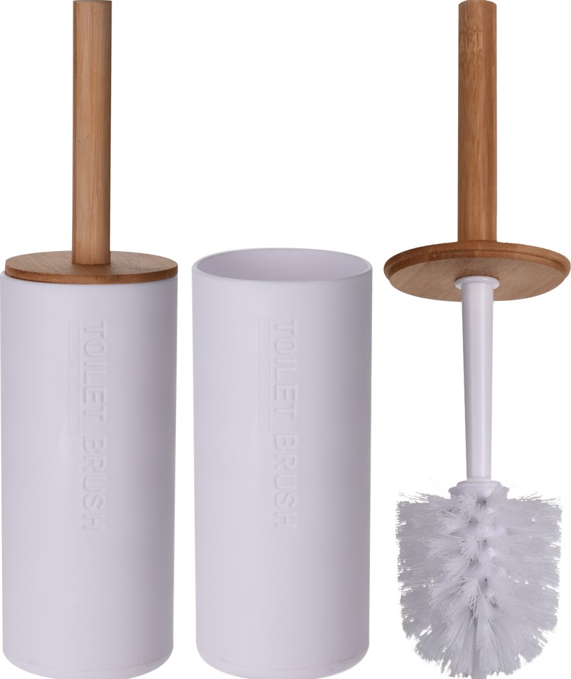 PORTAESCOBILLAS BAÑO BLANCO/BAMBU KOOP