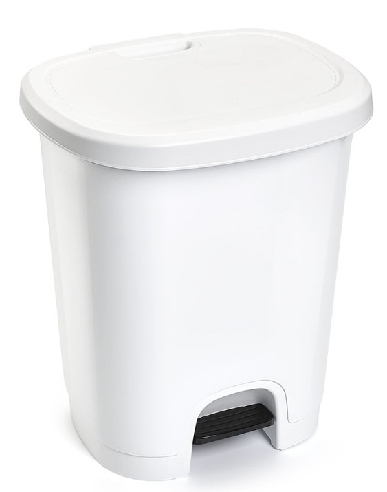 CUBO BASURA PLASTICO PLASTICFORTE C/PEDAL BLANCO 27 LTS.