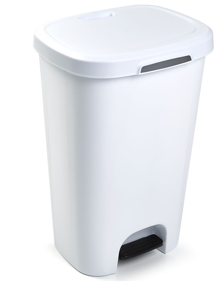 CUBO BASURA PLASTICO PLASTICFORTE C/PEDAL BLANCO 50 LTS.