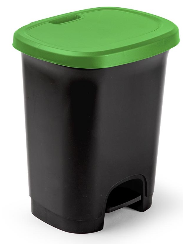 CUBO BASURA PLASTICO PLASTICFORTE C/PEDAL VERDE 27 LTS.