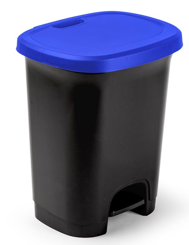 CUBO BASURA PLASTICO PLASTICFORTE C/PEDAL AZUL 27 LTS.