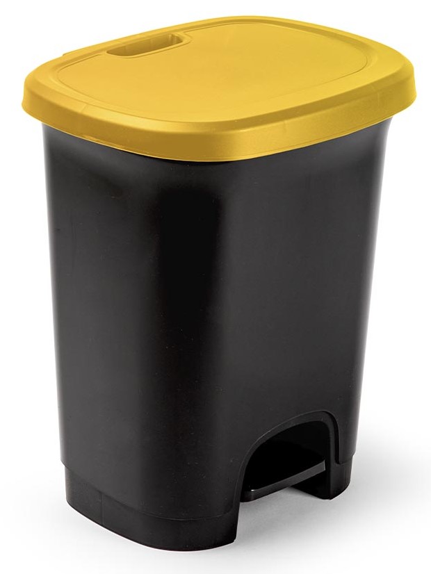 CUBO BASURA PLASTICO PLASTICFORTE C/PEDAL AMARILLO 27 LTS.