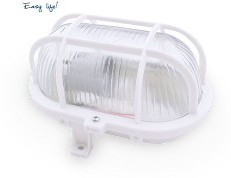 APLIQUE OVALADO GSC PLASTICO E27 60W. 230V. BLANCO