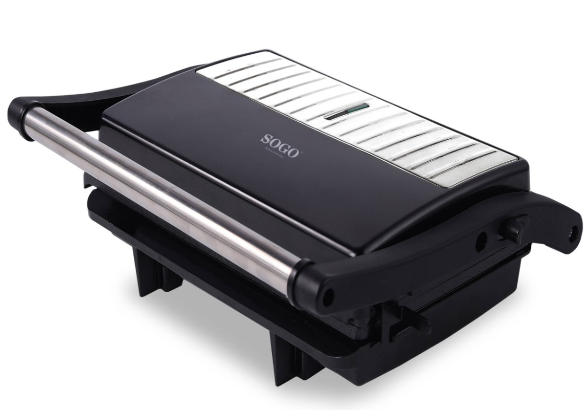 PLANCHA GRILL SANDWICHERA SOGO 2 REB. 1000W.