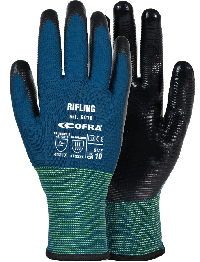 GUANTES COFRA NITRILO NEGRO MOD. RIFLING T 8 (12U)