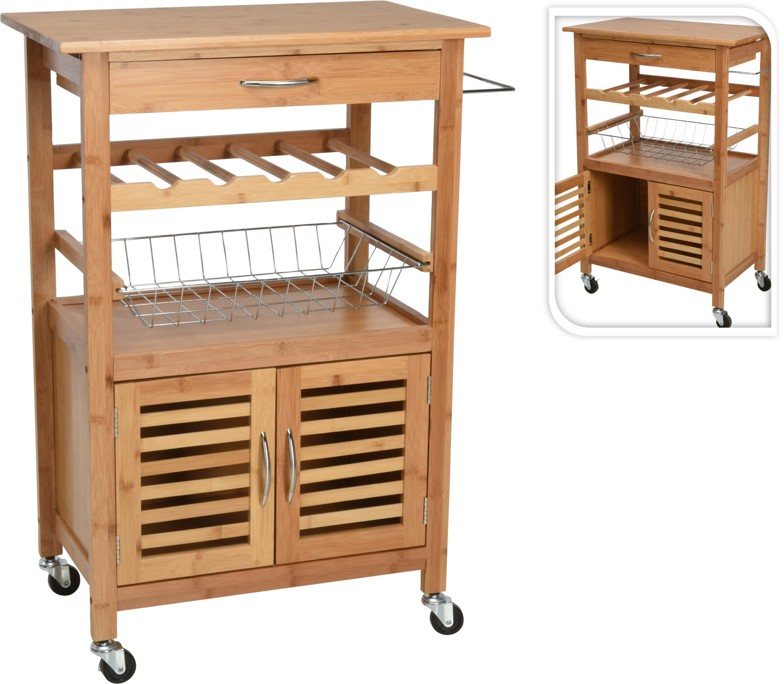 CARRITO COCINA EXCELLENTH BAMBU 60X36X88 CMS.