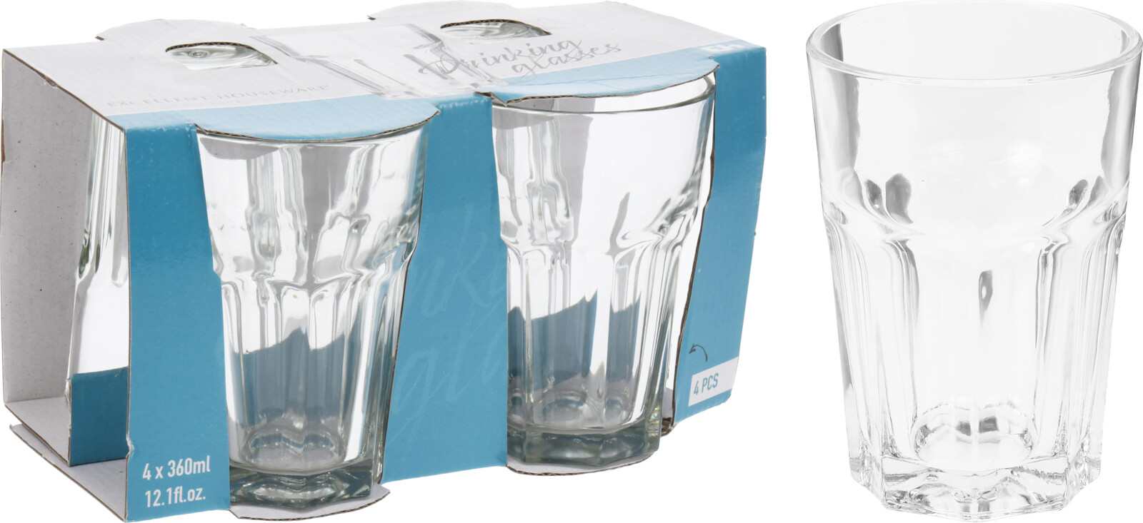 VASOS DE CRISTAL EXCELLENTH 360ML. 4 UDS.