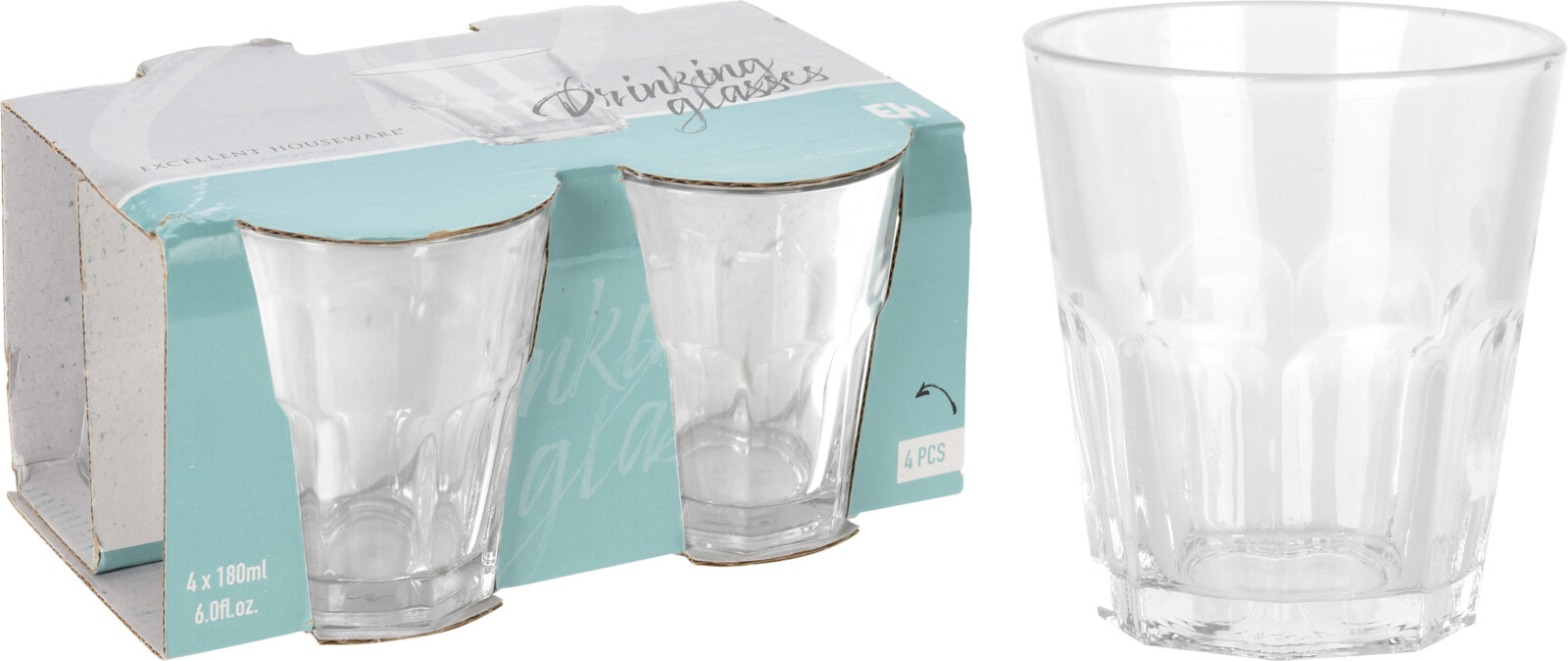VASOS DE CRISTAL EXCELLENTH 180ML. 4 UDS.