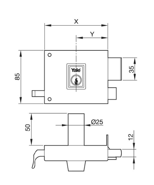 CERRADURA YALE N125HPR  80MM DERECHA