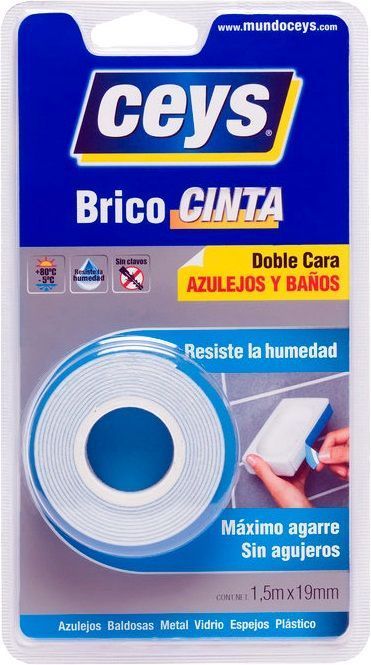 CINTA DOBLE CARA CEYS BRICOCINTA AZULEJOS Y BAÑOS 1,5MX19MM.