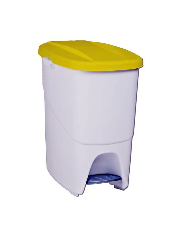 CUBO BASURA PLASTICO C/PEDAL AMARILLO 25 LTS.